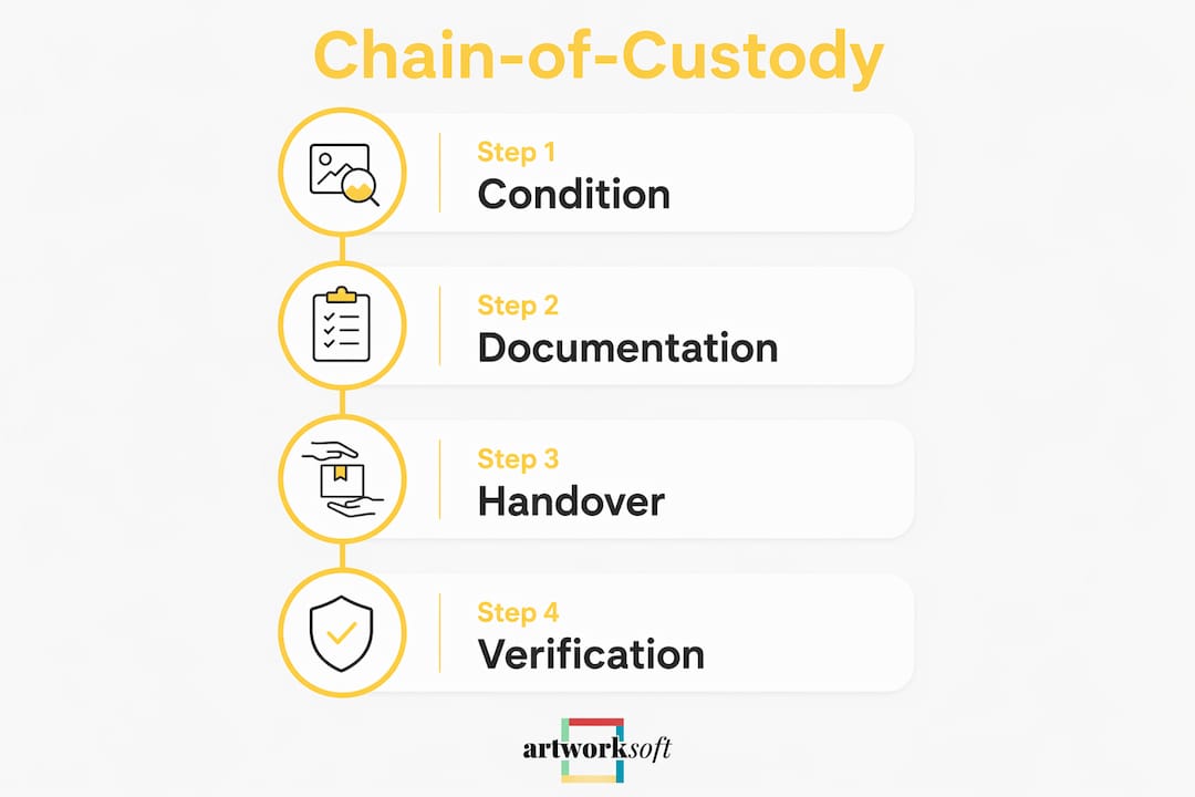 Infographic showing chain-of-custody process steps