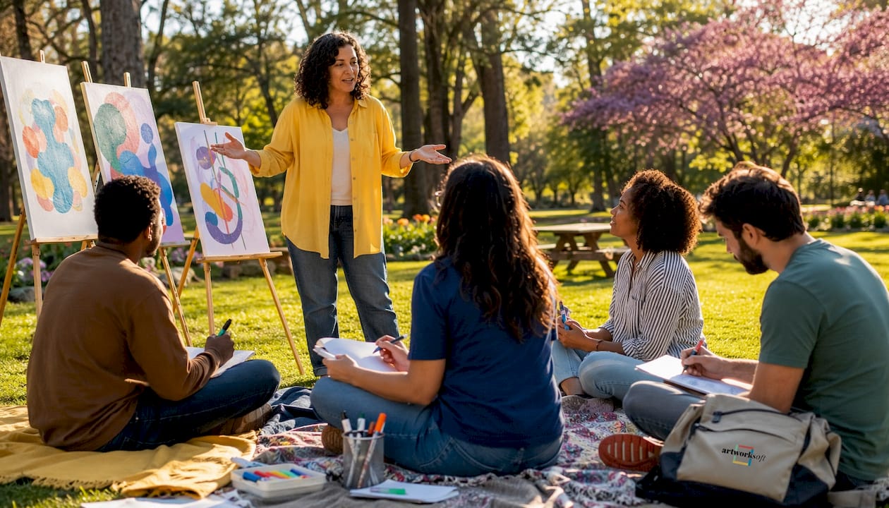 Community members engaging in public art planning