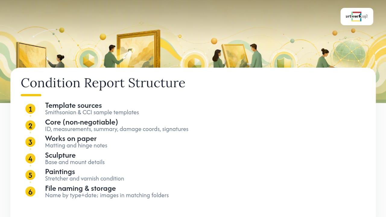 Required fields in an art condition report