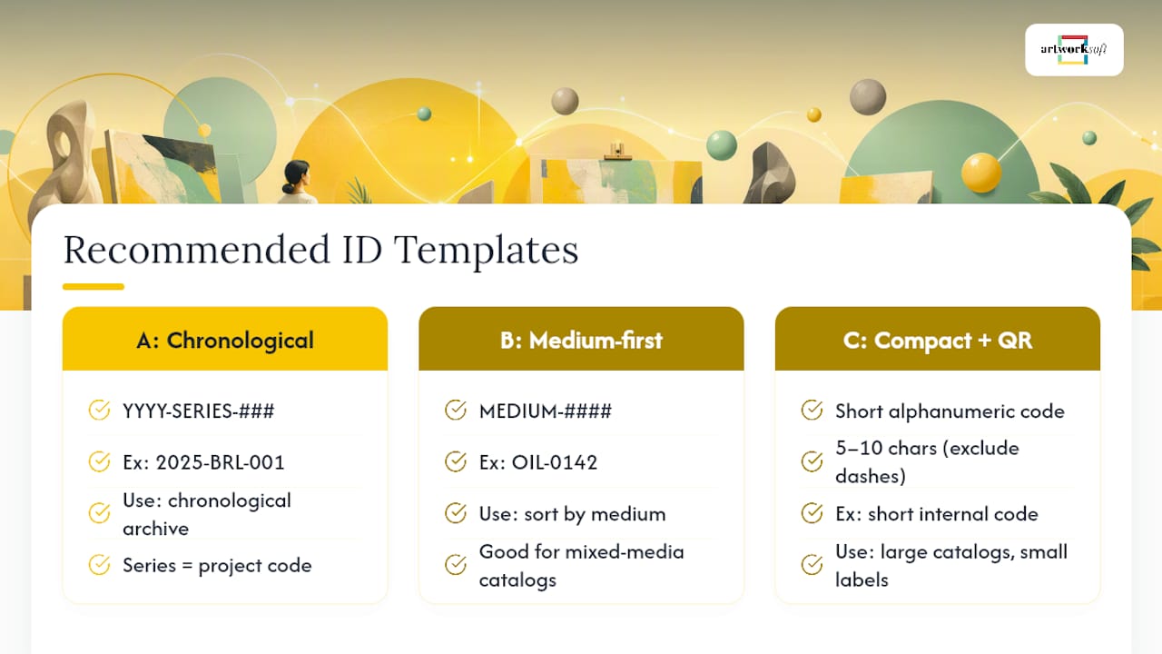 Comparison of three art inventory numbering formats