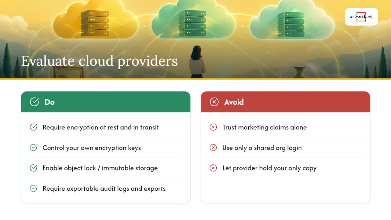 How Do You Evaluate a Cloud Storage Provider for Art Data? — overview diagram