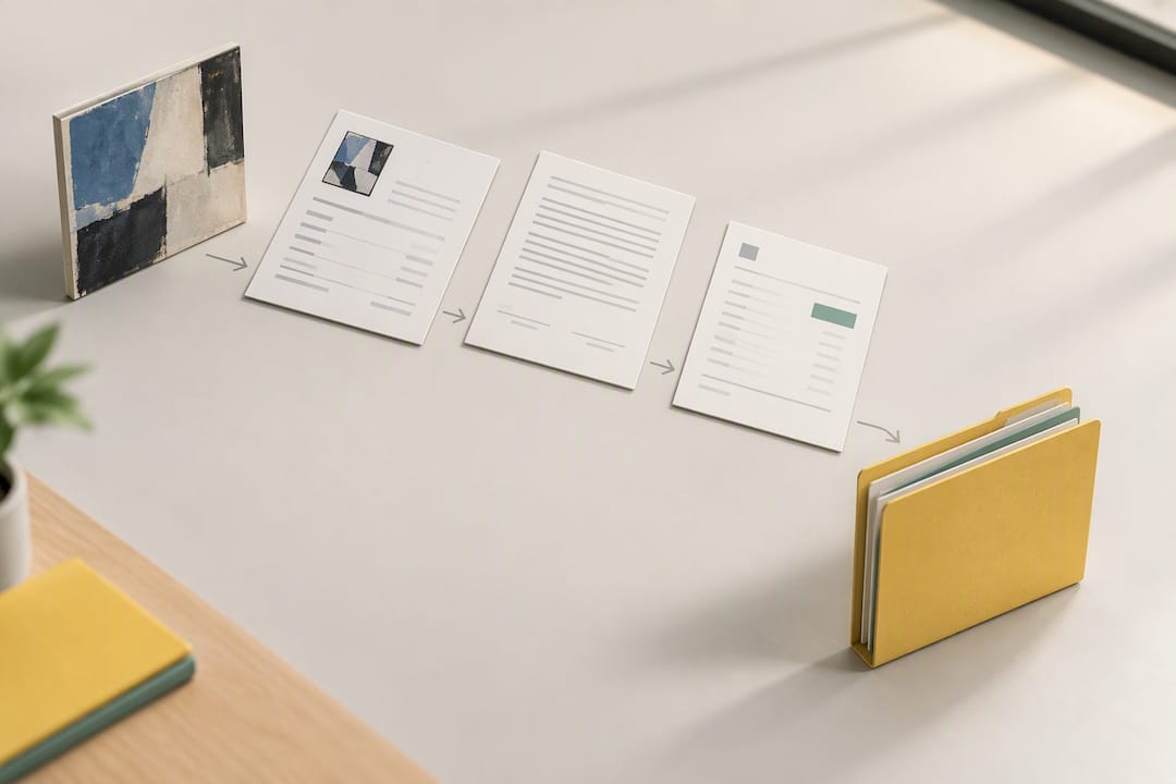 Three art sale records organized together