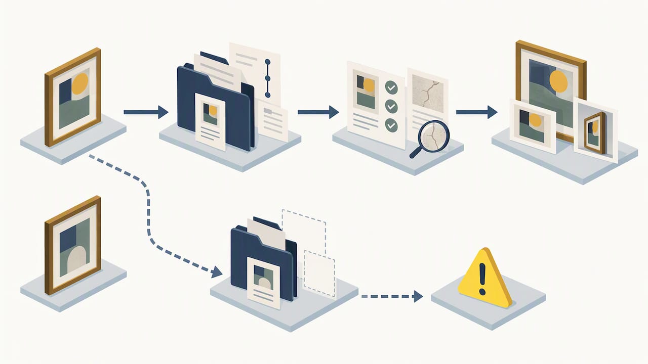 Artwork records moving through documentation checks
