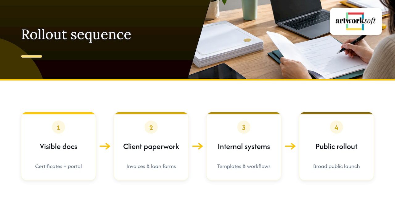 Phases of a gallery branding rollout