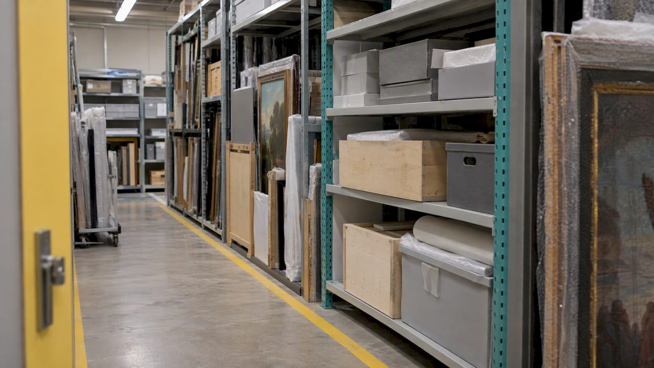Nested racks and shelves in art storage